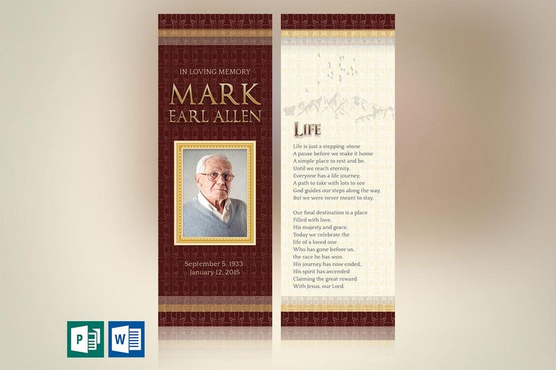 Legacy Memorial Book Mark Word Publisher Template 