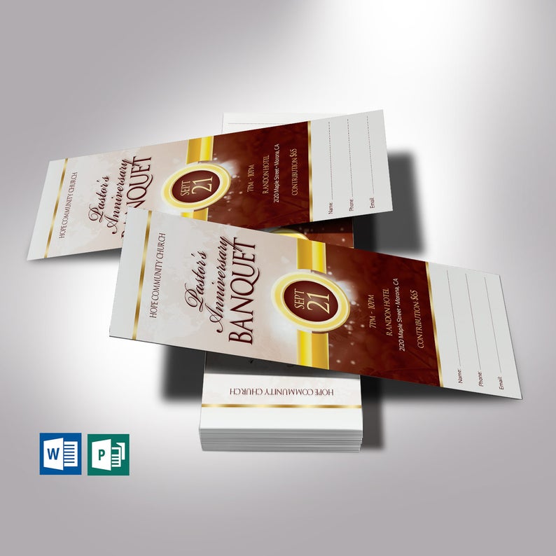 Brown Gold Clergy Banquet Ticket Template