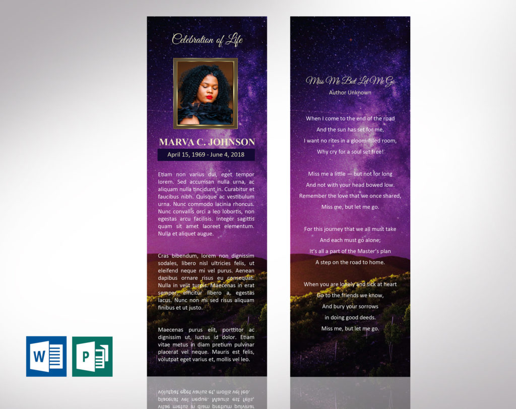 Vineyard Funeral Bookmark Word Publisher Template