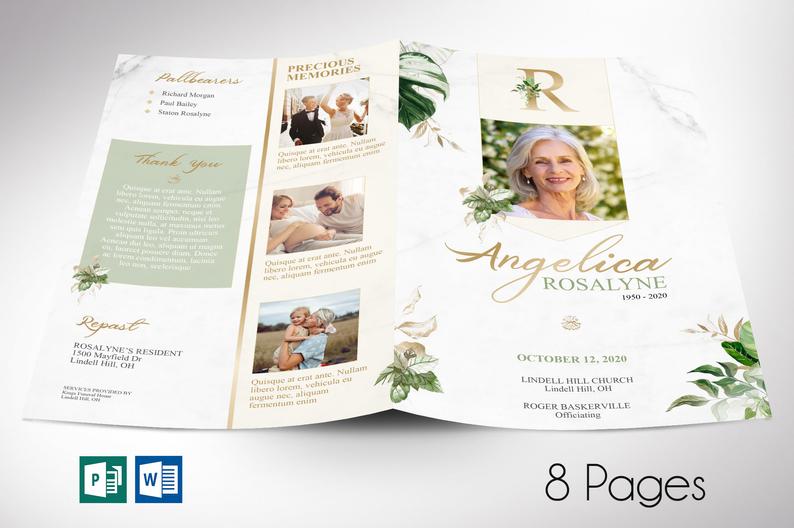 Tropica Funeral Program Word Publisher Template 