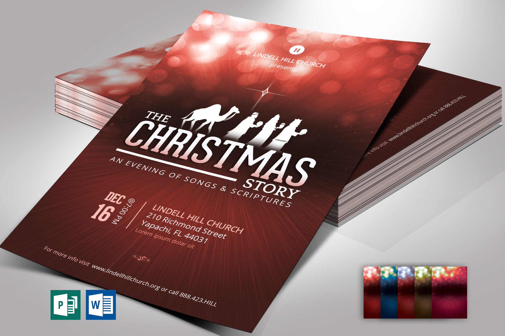 Red Christmas Story Flyer Word Publisher Template