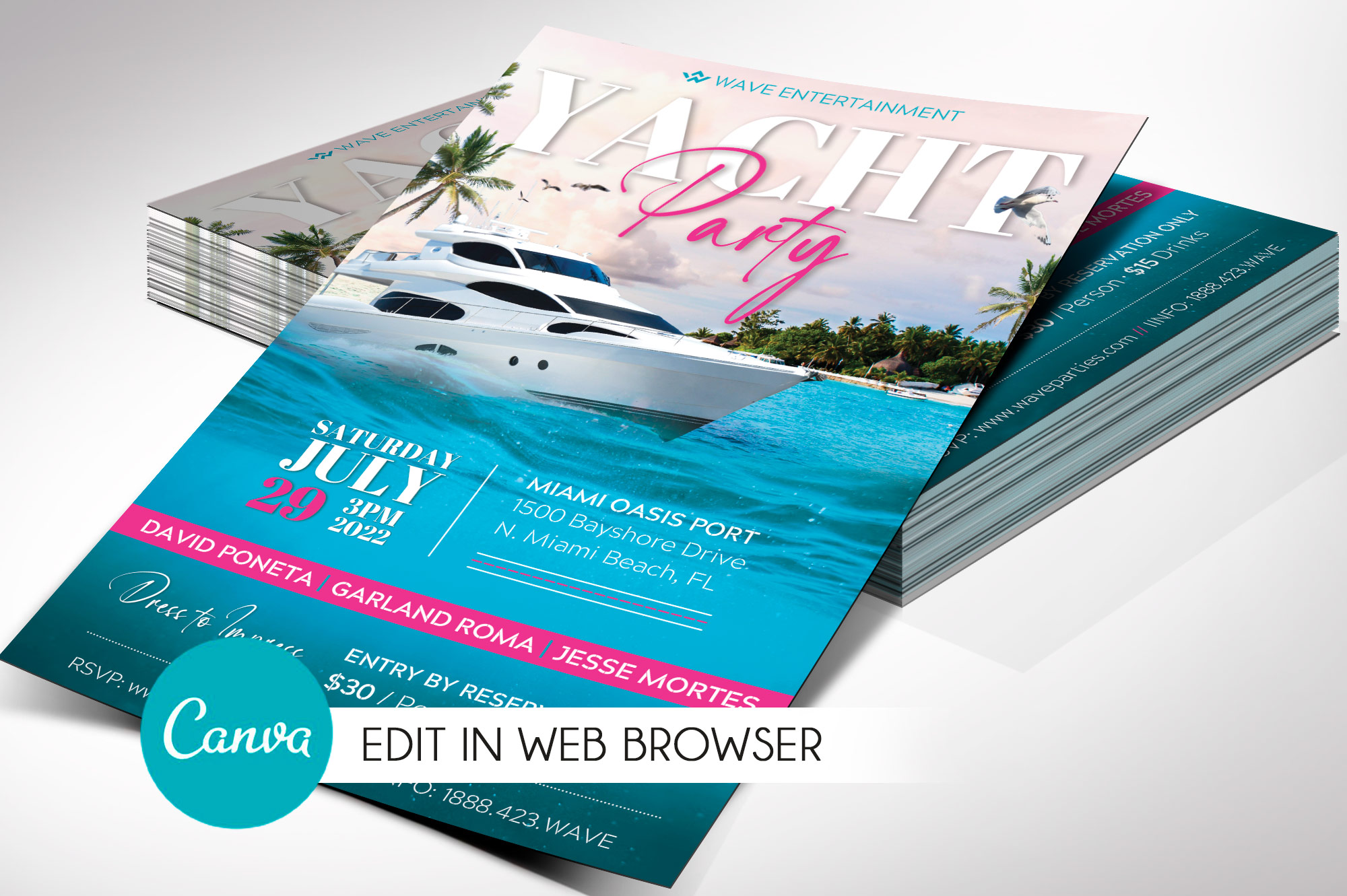 Yacht Party Flyer Canva Template