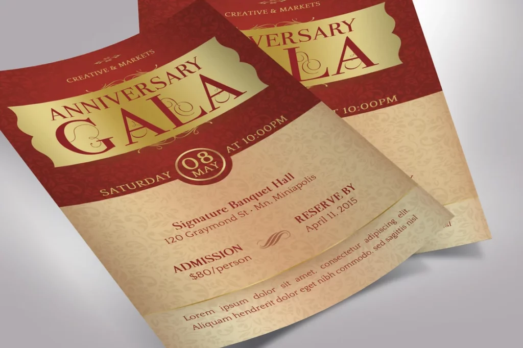 red and gold invitation for Valentine's Day Events Marketing