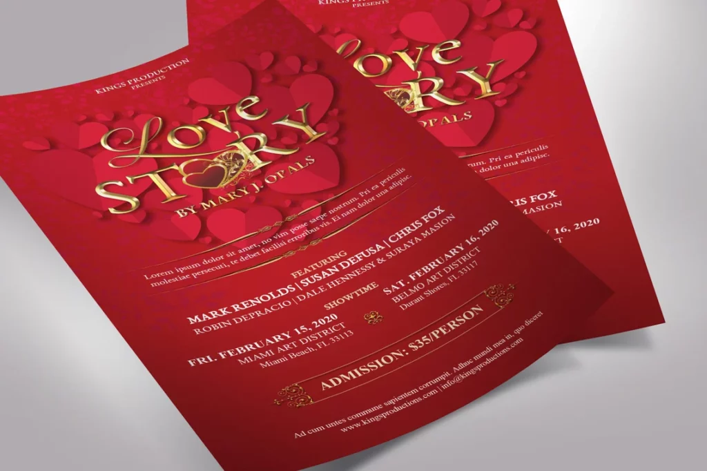 red and gold flyer for Valentine's Day Events Marketing