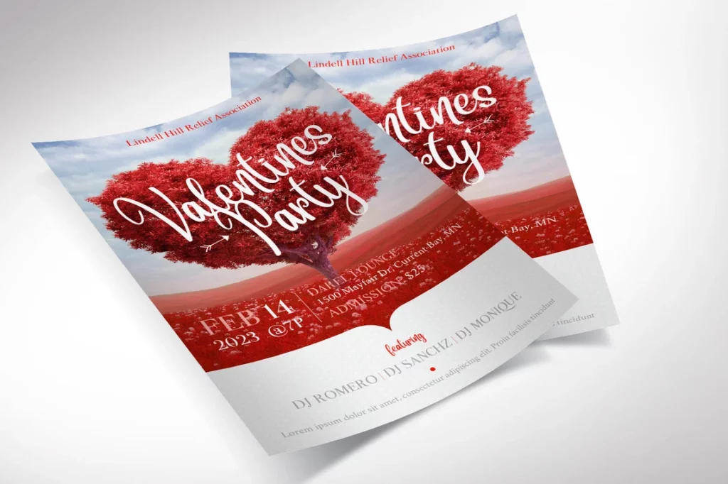 red and white flyer template for Valentine's Day Events Marketing