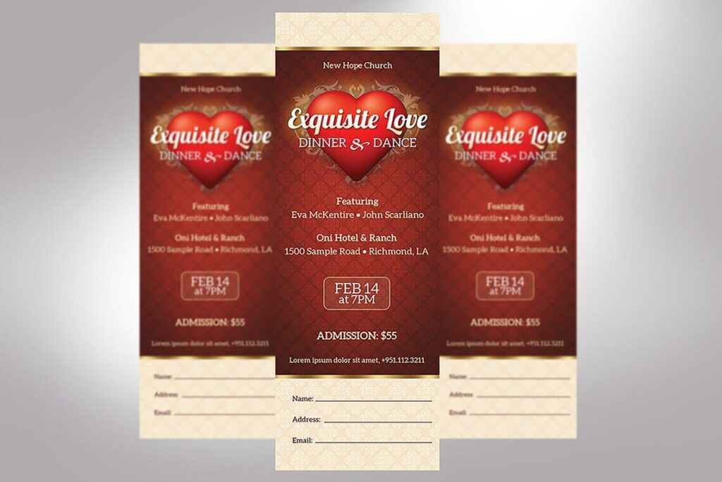 red and peach banquet ticket for Valentine's Day Events Marketing