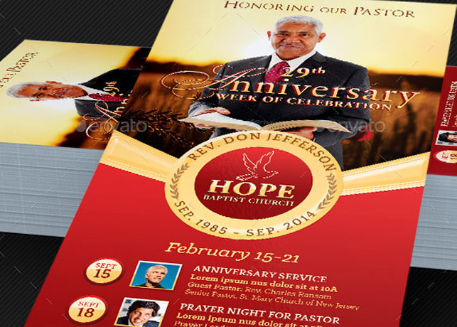 Pastor Anniversary Events Rack Card Templat
