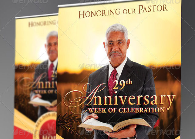 Pastor Anniversary Pop-Up Banner Template