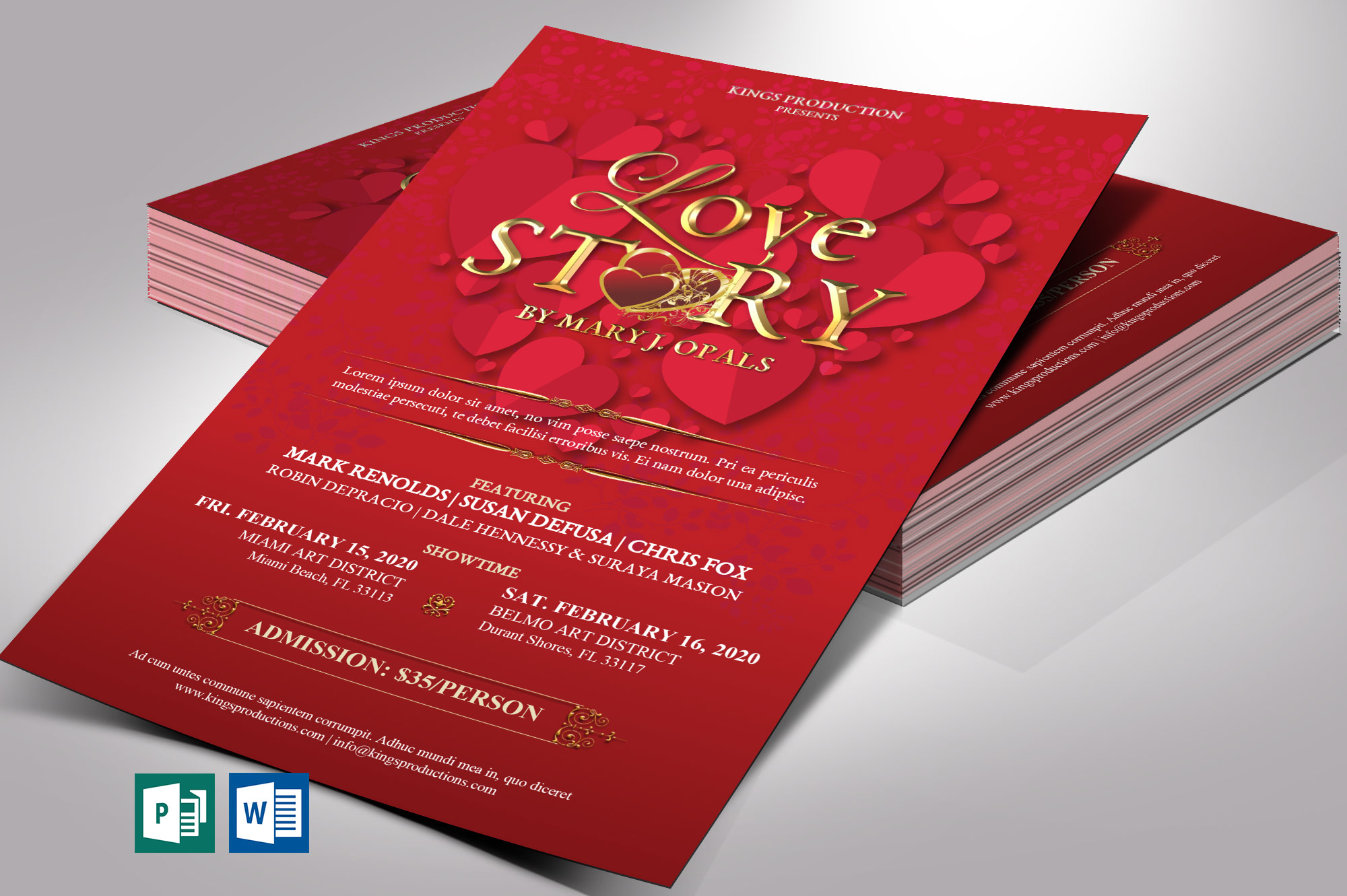 Valentines Love Story Flyer Word Publisher Template  Godserv Designs Throughout Playbill Template Word
