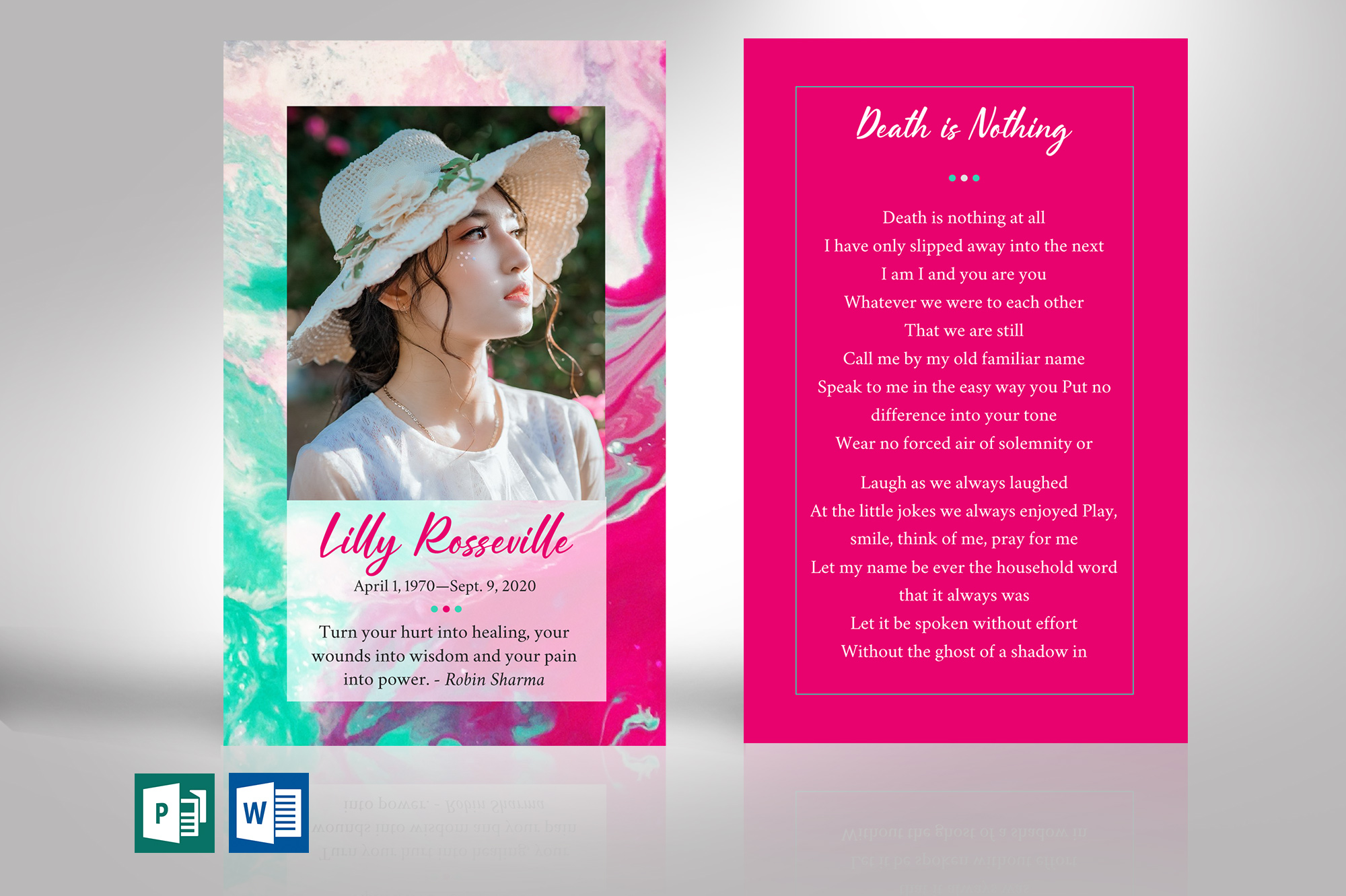 Painted Funeral Prayer Card Word Publisher Template