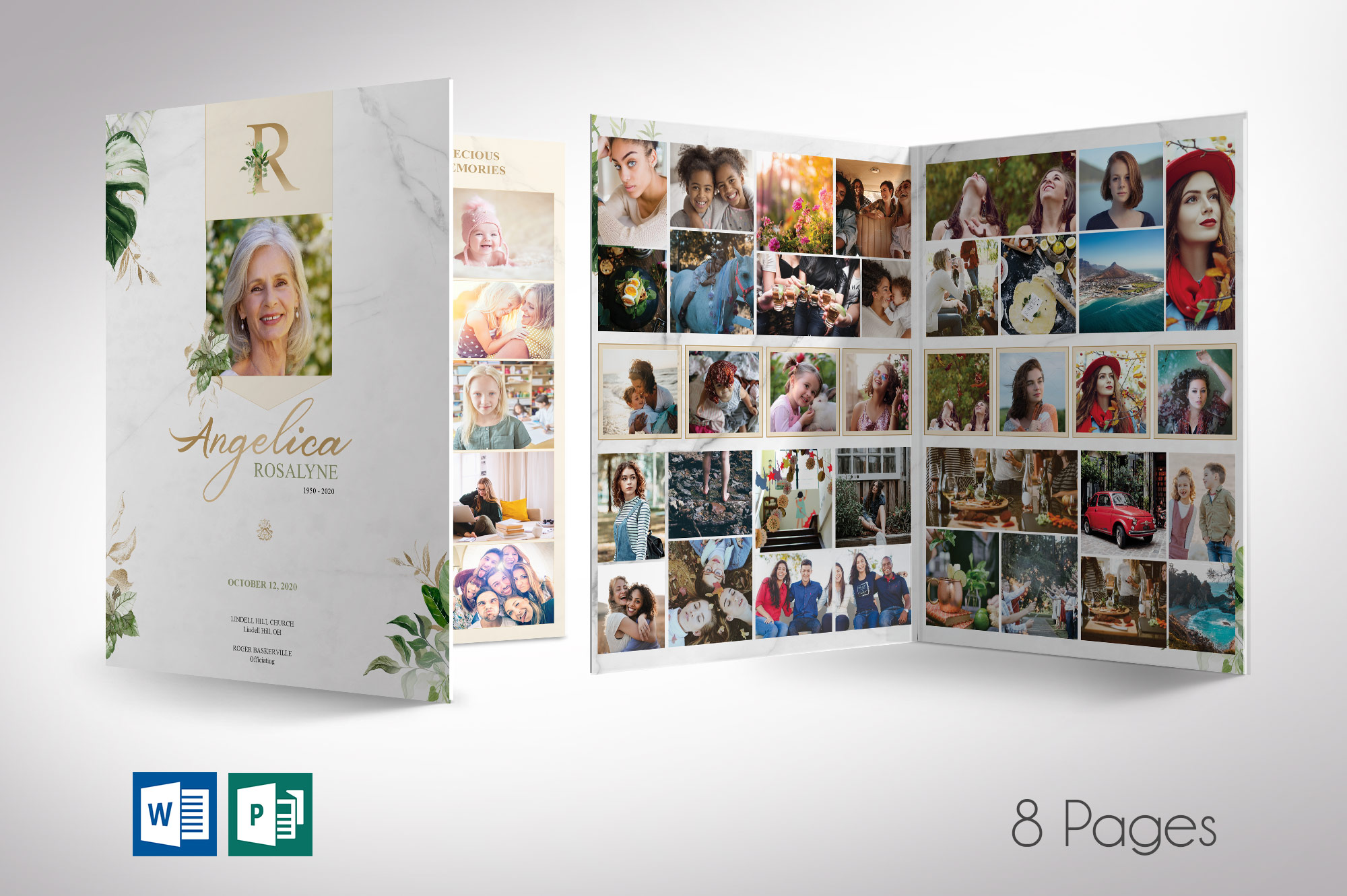 Tropica Funeral Program Word Publisher Large Template