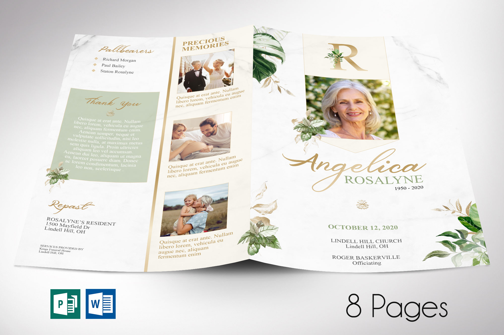 Tropica Funeral Program Word Publisher Template