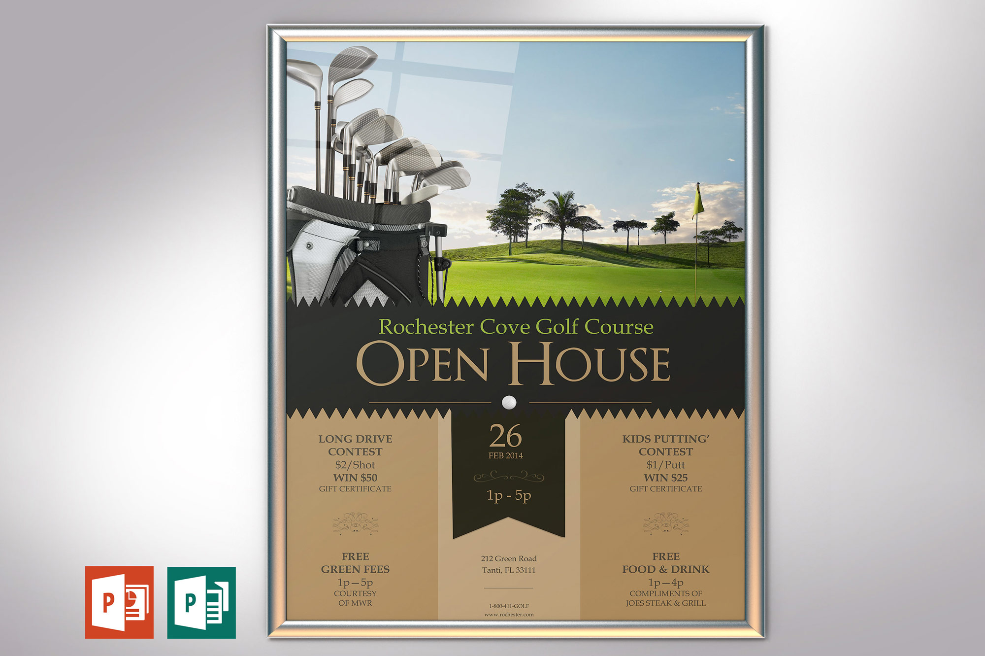 Golf Resort Open House Poster PowerPoint Publisher Template