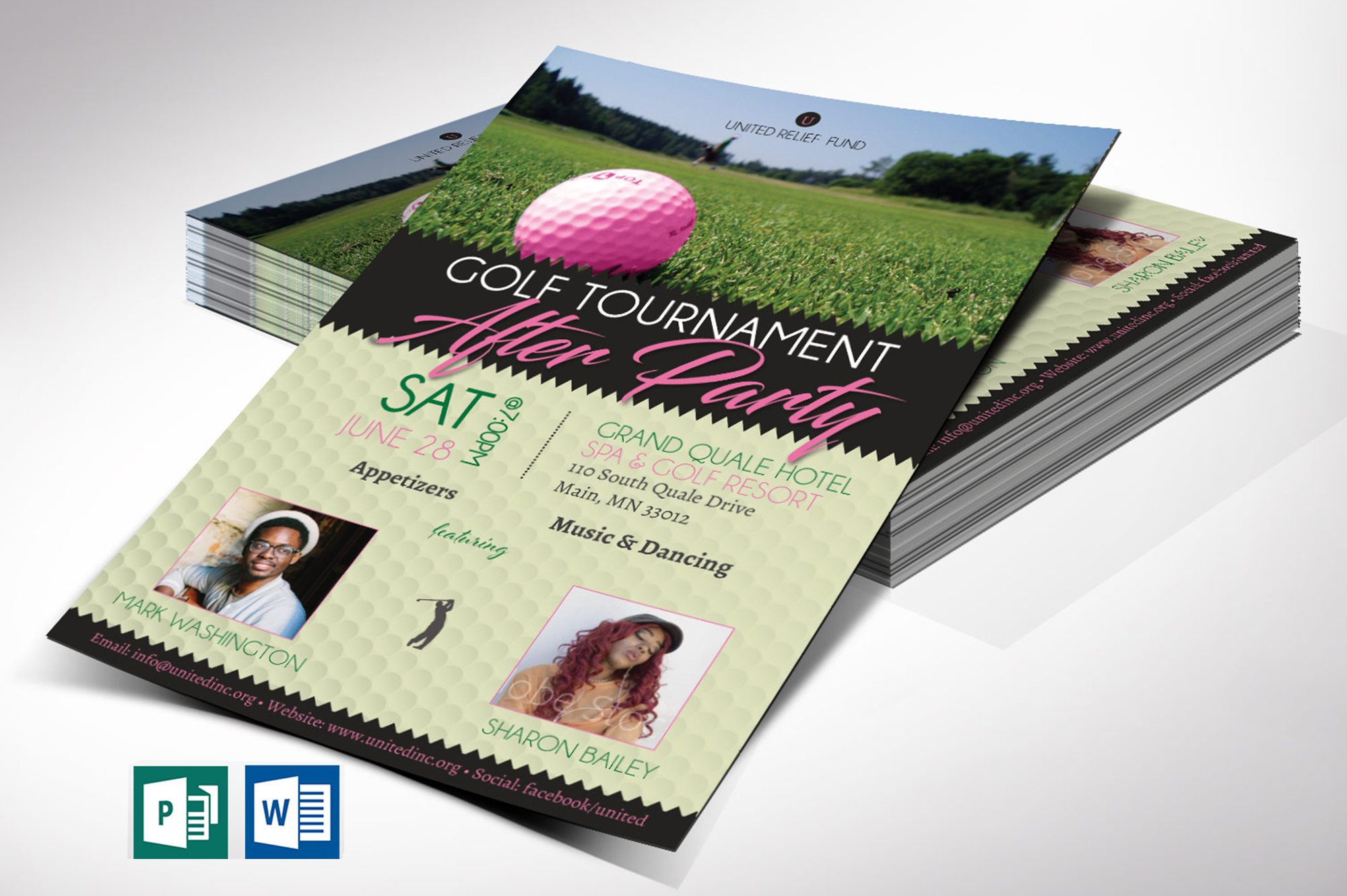 Golf Tournament Party Flyer Word Publisher Template
