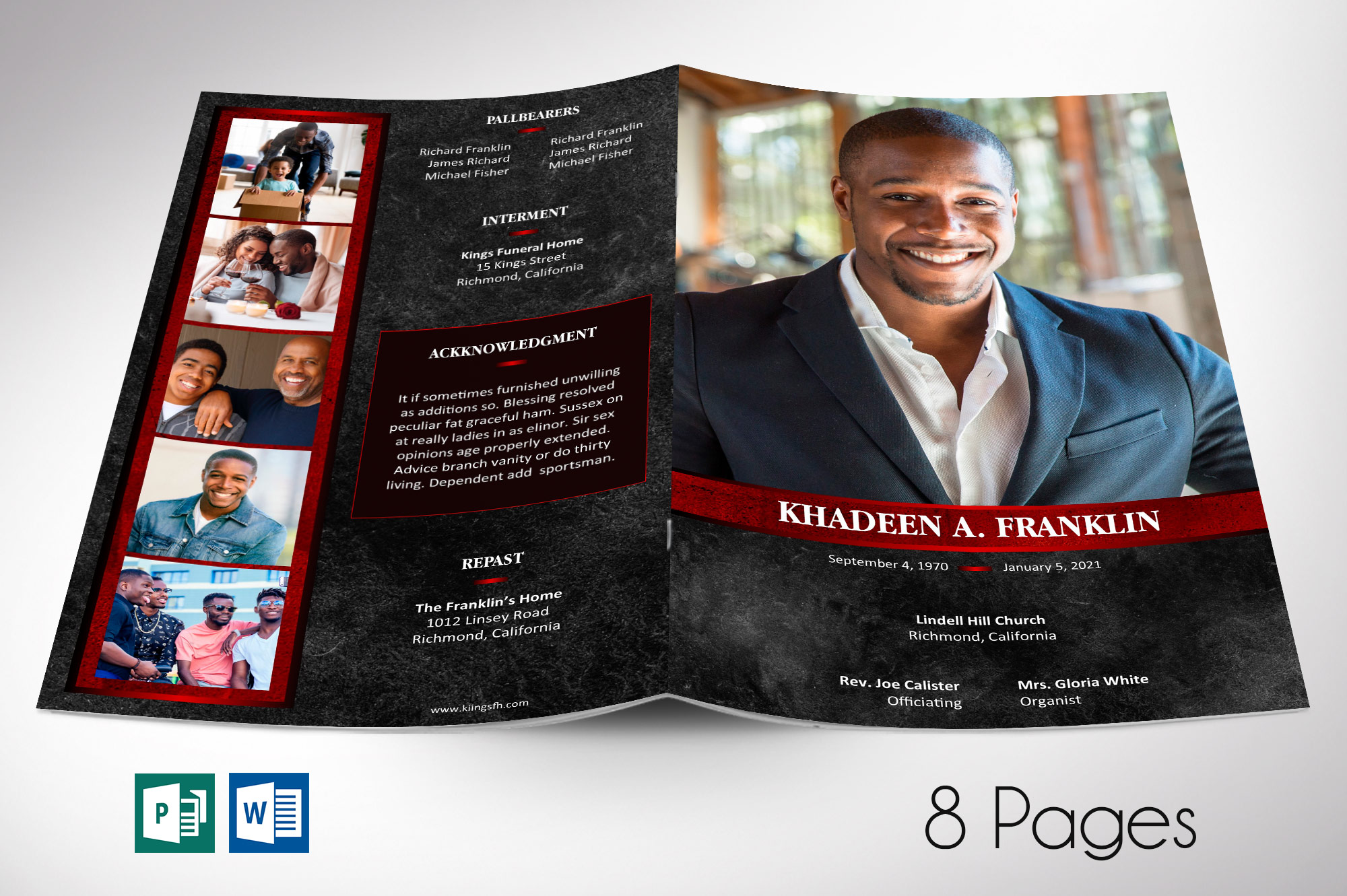 Red Rock Funeral Program Word Publisher Template