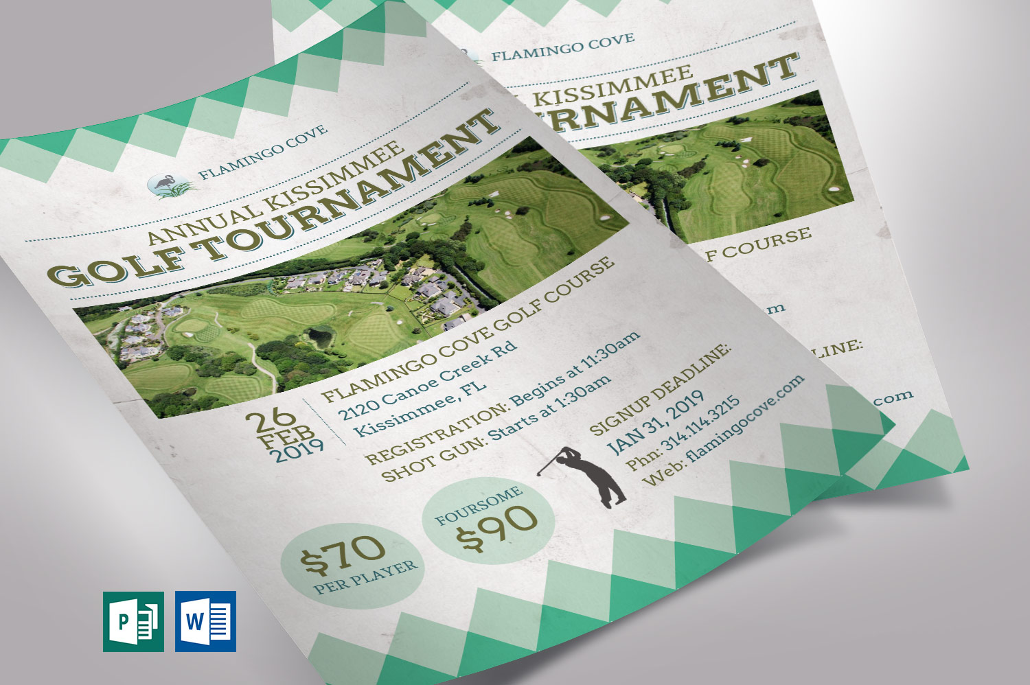 Retro Golf Tournament Flyer Word Publisher Template
