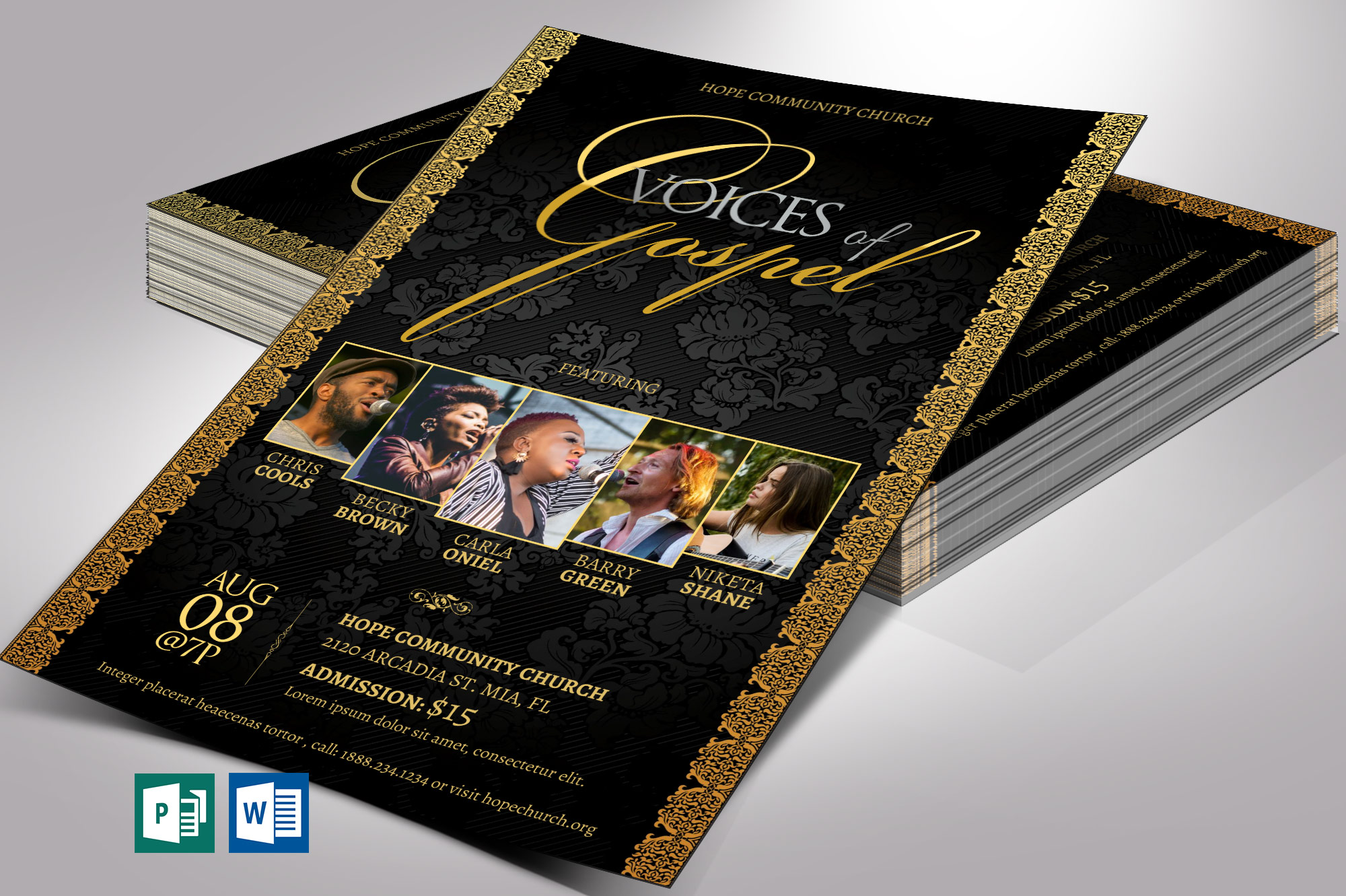 Gospel Concert Flyer Word Publisher Template