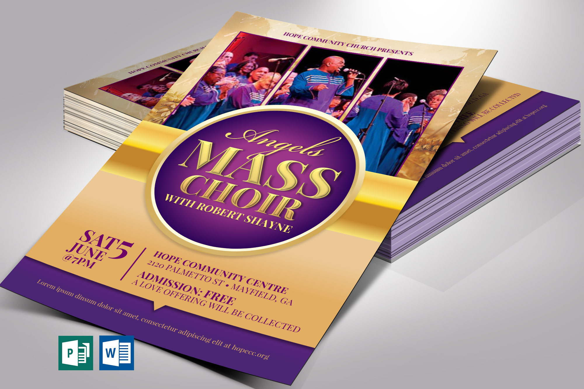 Mass Choir Concert Flyer Word Publisher Template