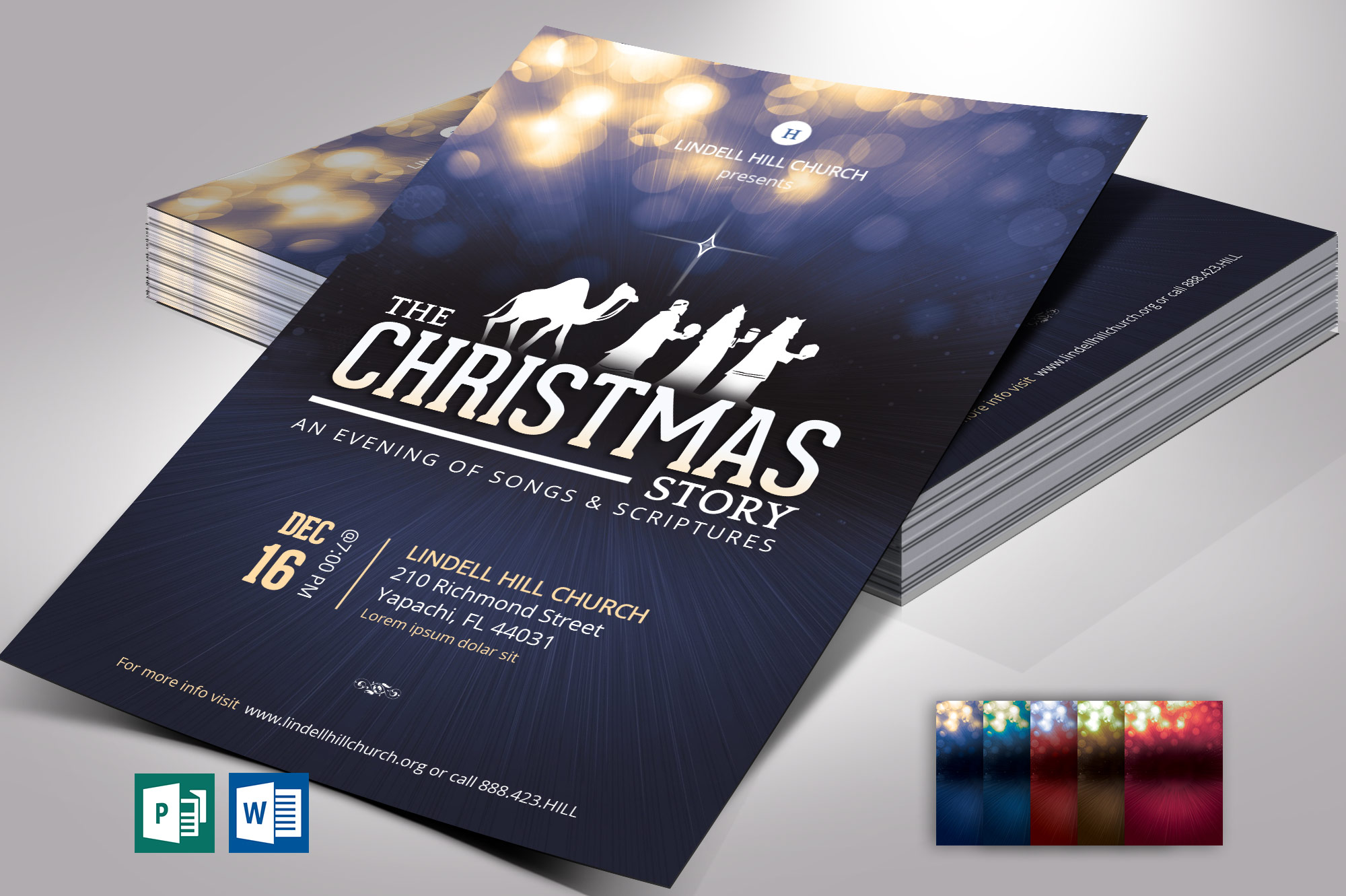 Blue Christmas Story Flyer Word Publisher Template