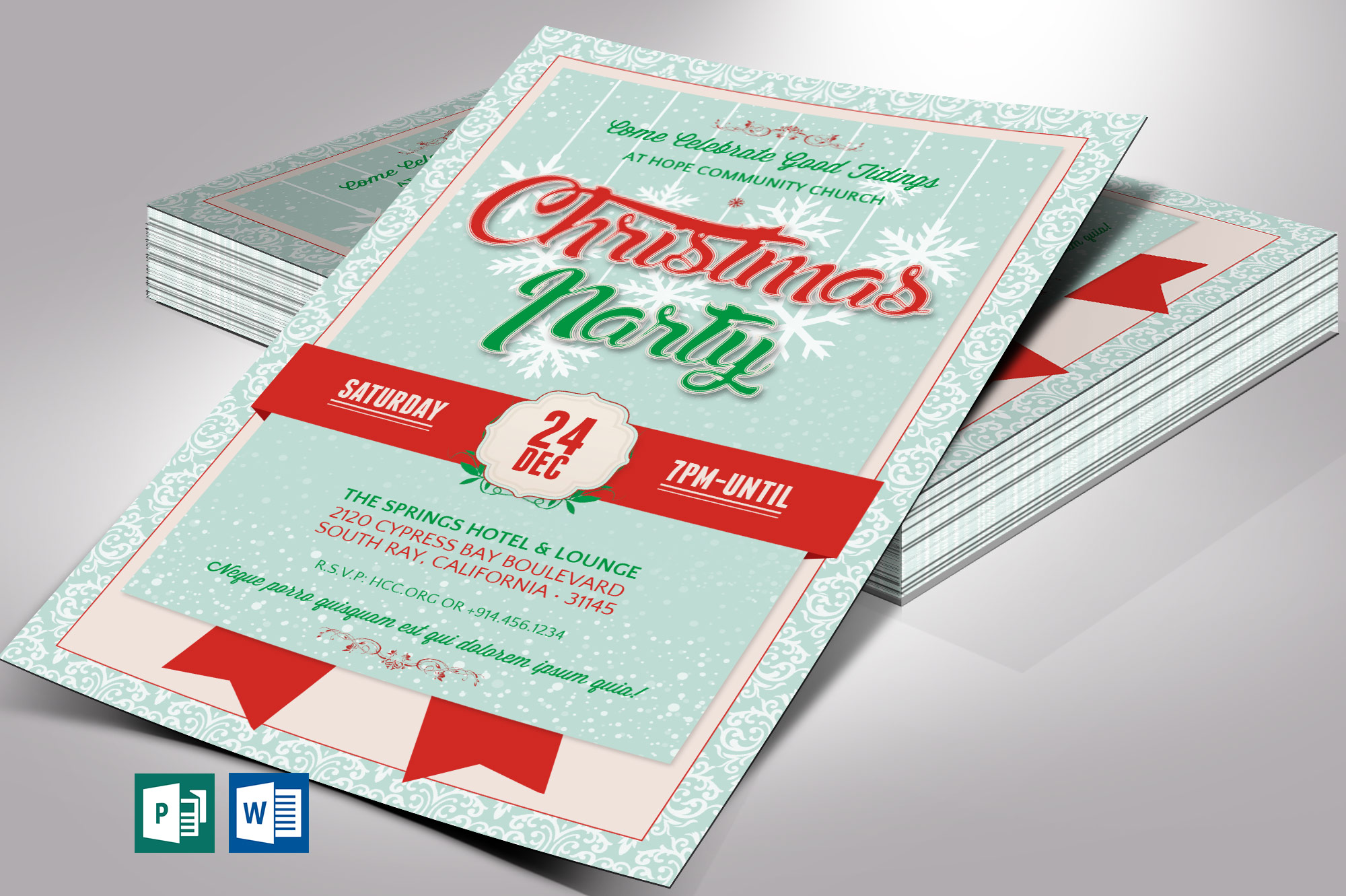 Christmas Party Flyer Word Publisher Template