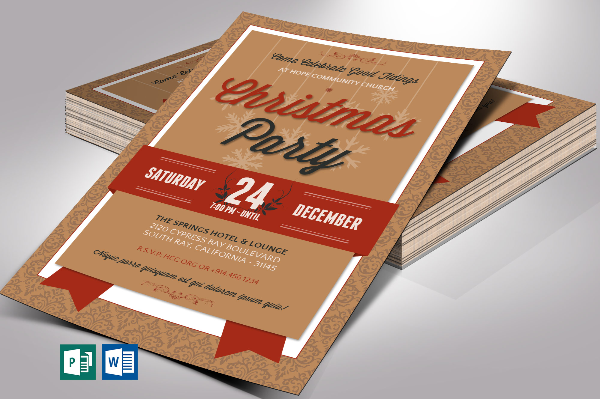 Christmas Party Flyer Word Publisher Template V2