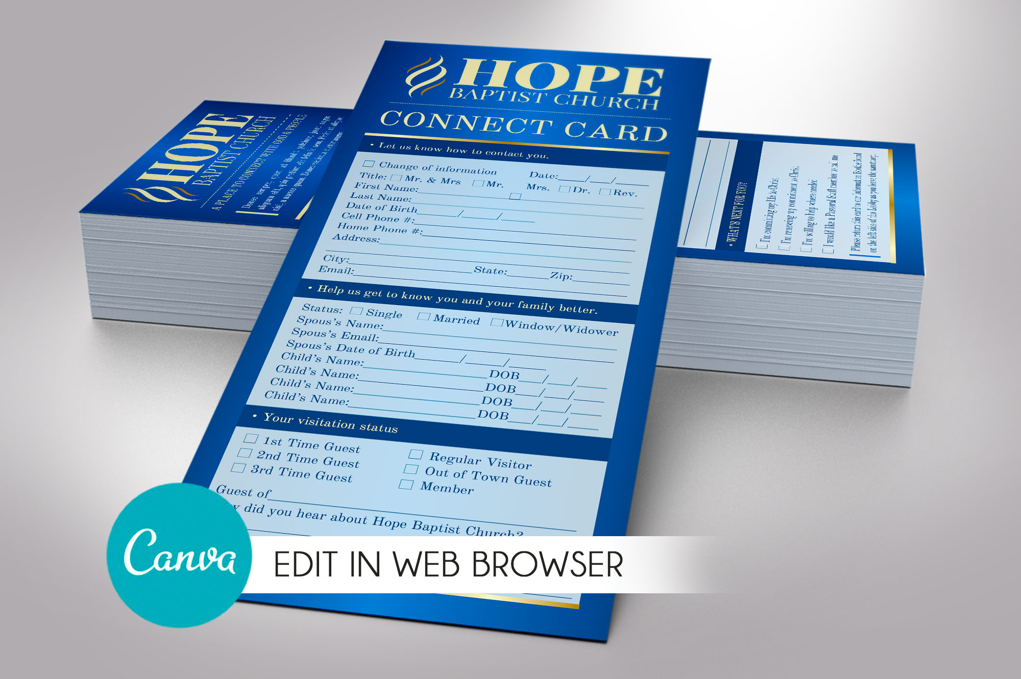 Blue Connect Card Canva Template